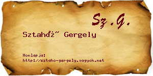 Sztahó Gergely névjegykártya
